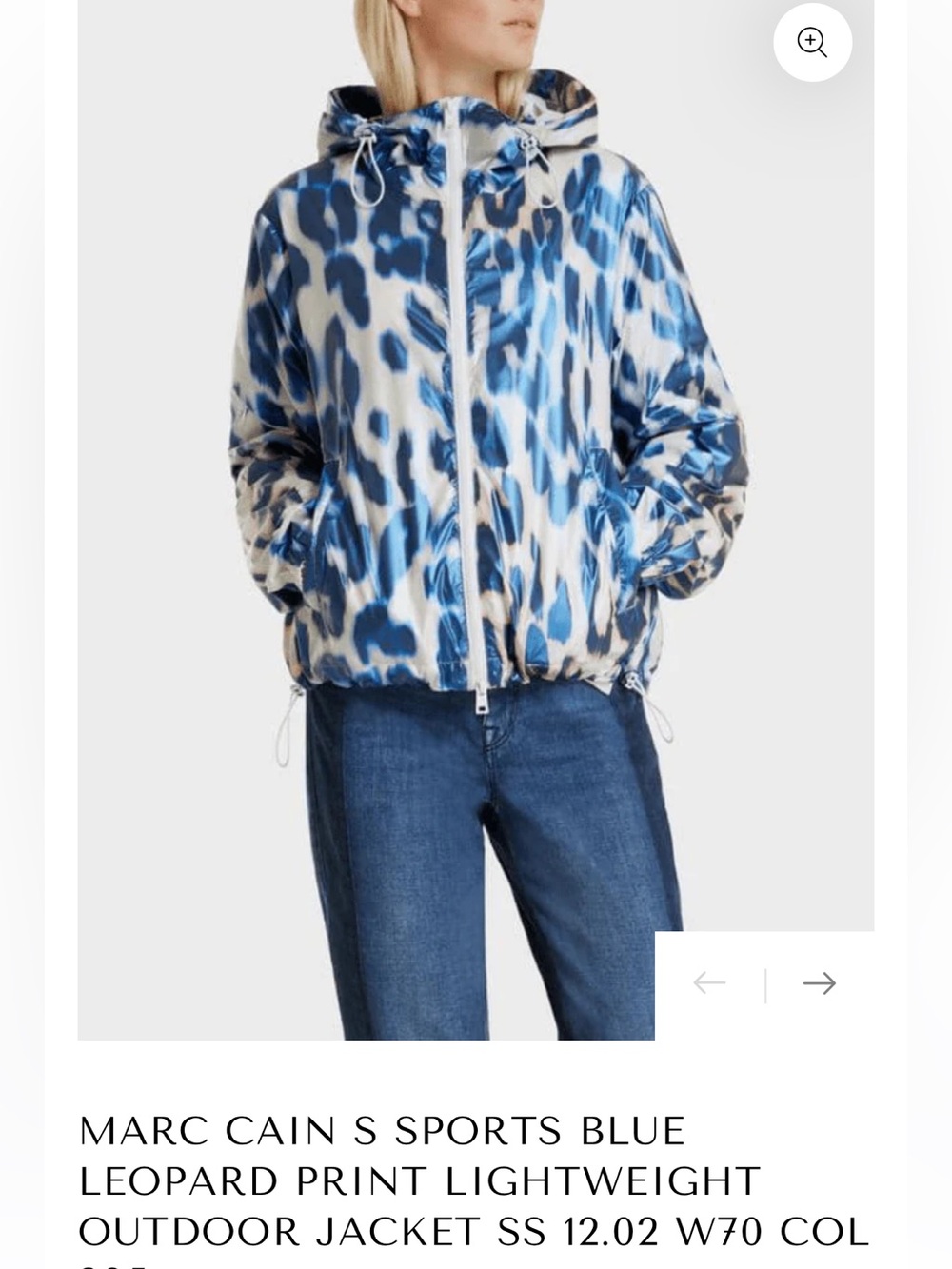 Marc Cain Blue and White Leopard-Print Windbreaker